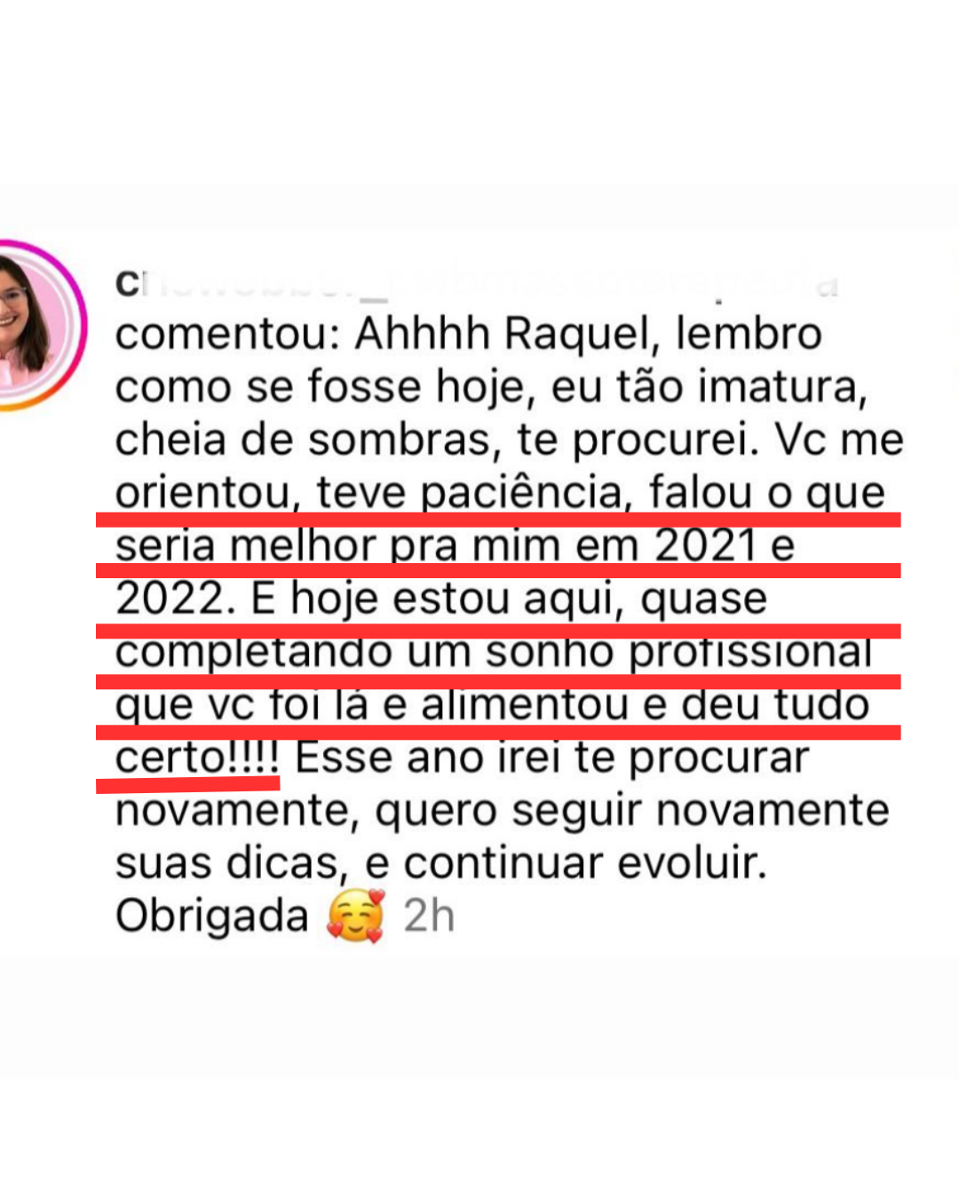Depoimento real de aluna sobre a numerologia de Raquel Vieira
