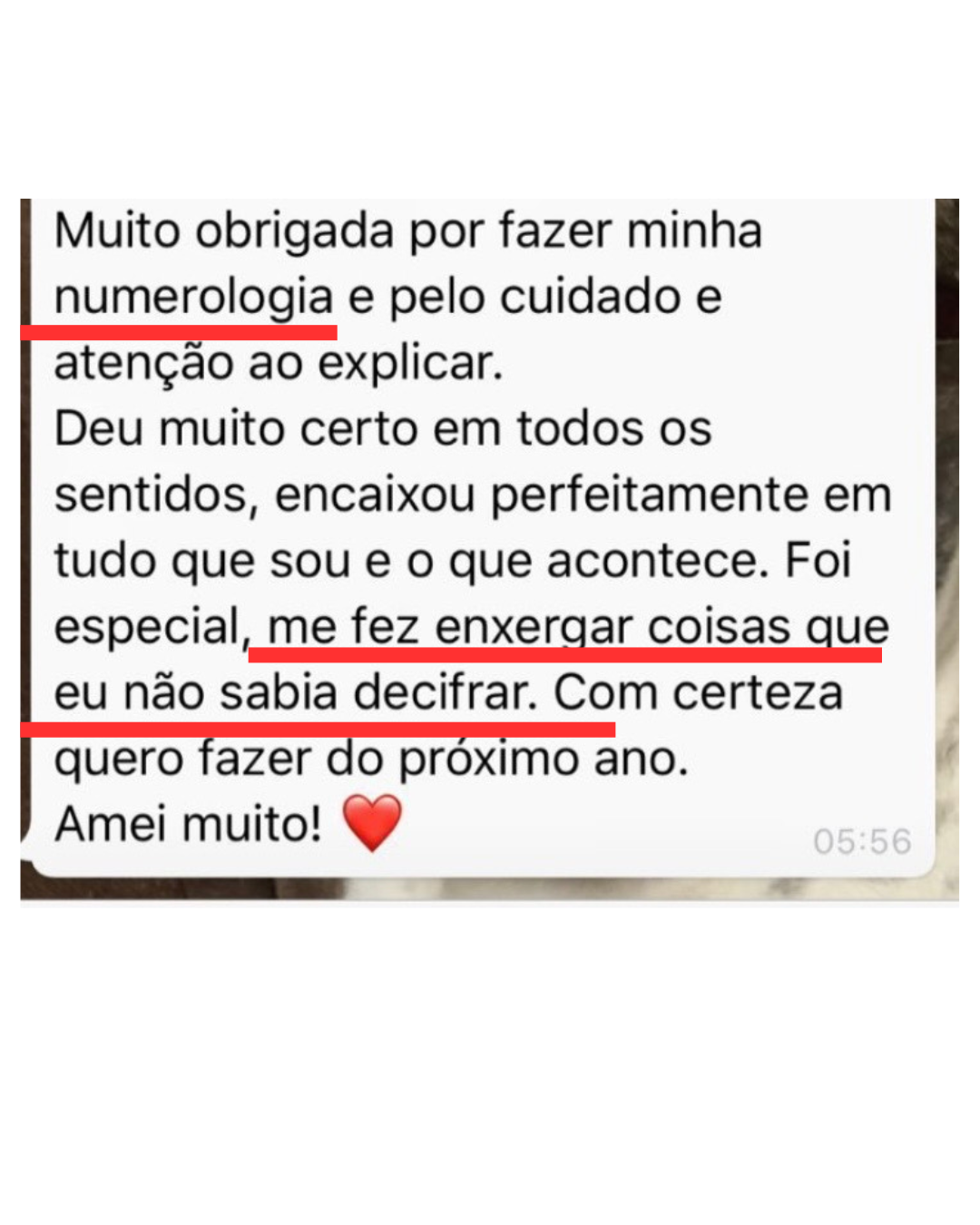 Depoimento real de aluna sobre a numerologia de Raquel Vieira