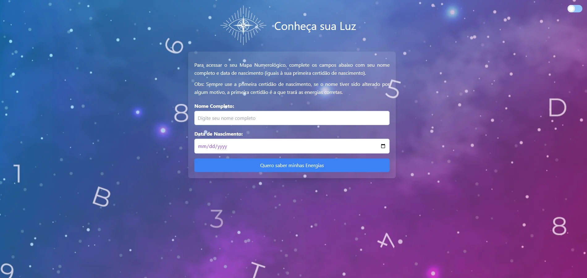 Aplicativo Gerador de Mapa Numerológico